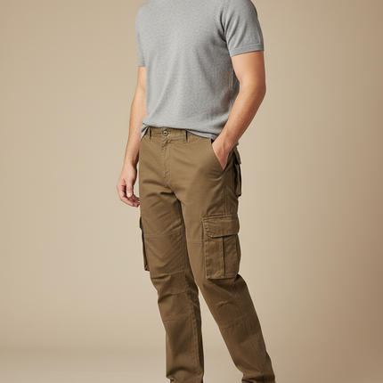Pantalon Treillis Marron - Kaki Toile