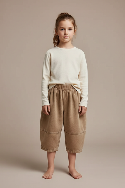 Pantalon Marron Ample Décontracté Harem Enfant - Molleton