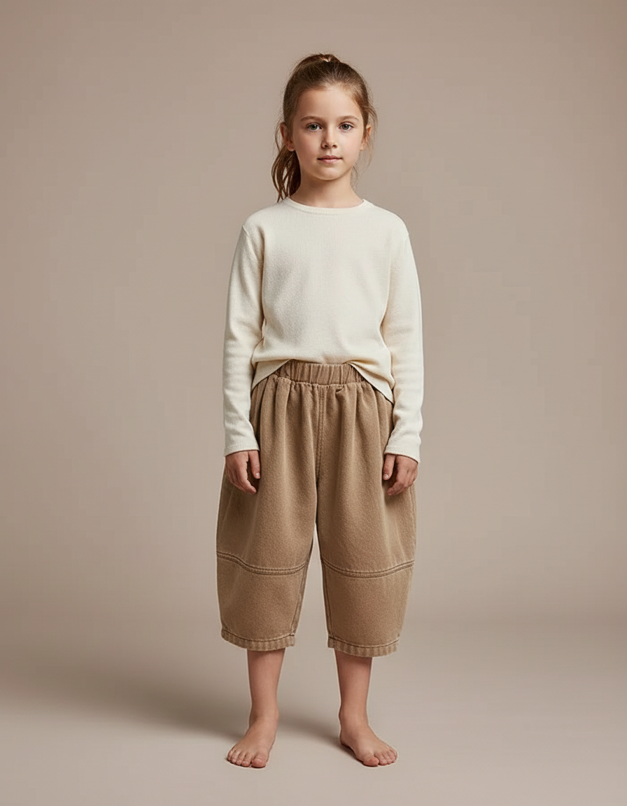 Pantalon Marron Ample Décontracté Harem Enfant - Molleton