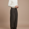 Pantalon Marron Ample Plissé Décontracté Homme - Molleton