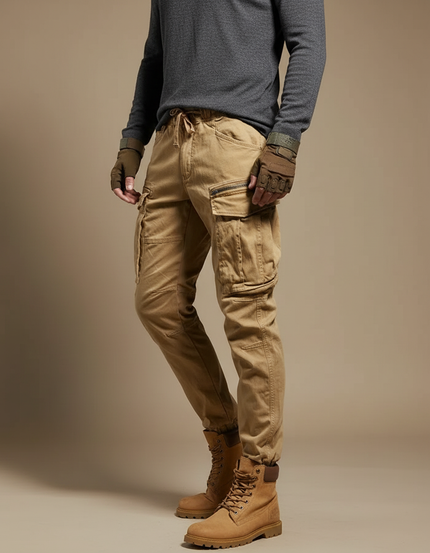Pantalon Marron Cargo Coton Décontracté Homme Jogging - Camel