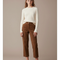 Pantalon Marron Daim Coupe Droite Élégant Décontracté - Cuir