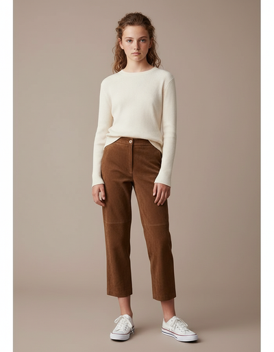 Pantalon Marron Femme Cuir