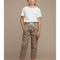 Pantalon Marron Coton Lin Ample Décontracté Cordon - Kaki