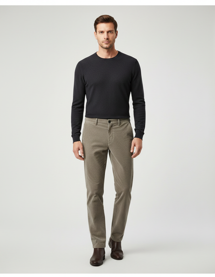Pantalon Marron Côtelé Slim Élégant Homme - Kaki Cordé