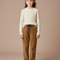 Pantalon Marron Côtelé Droit Décontracté Fille - Cordé