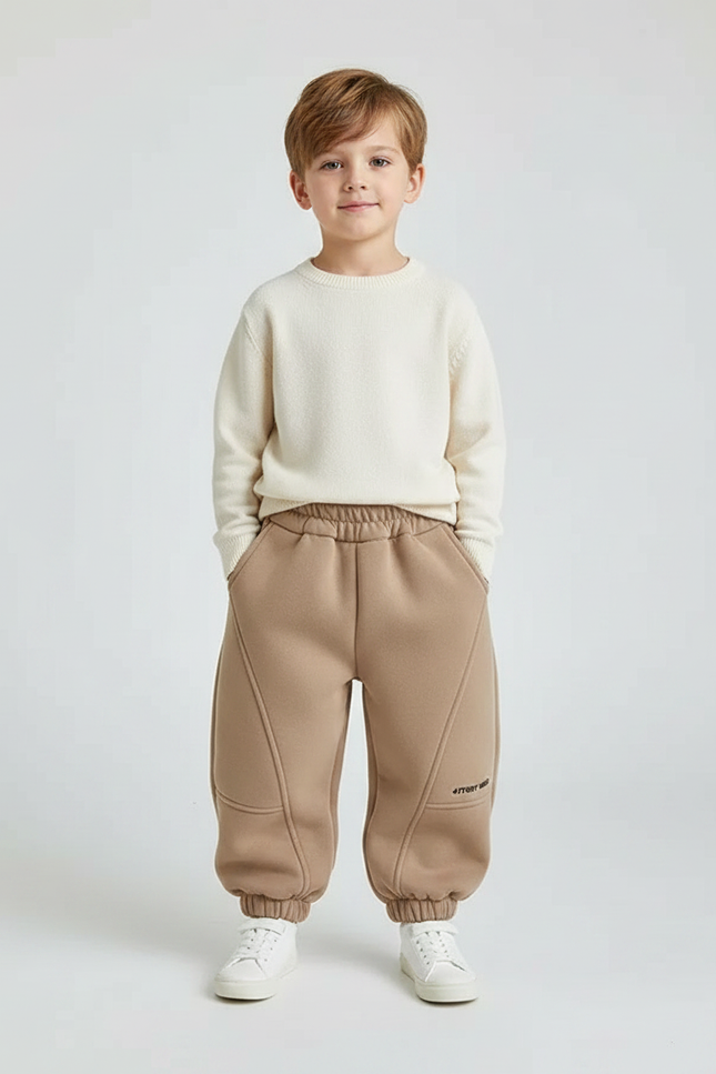 Pantalon Marron Ample Doux Chaud Garçon Hiver - Molleton