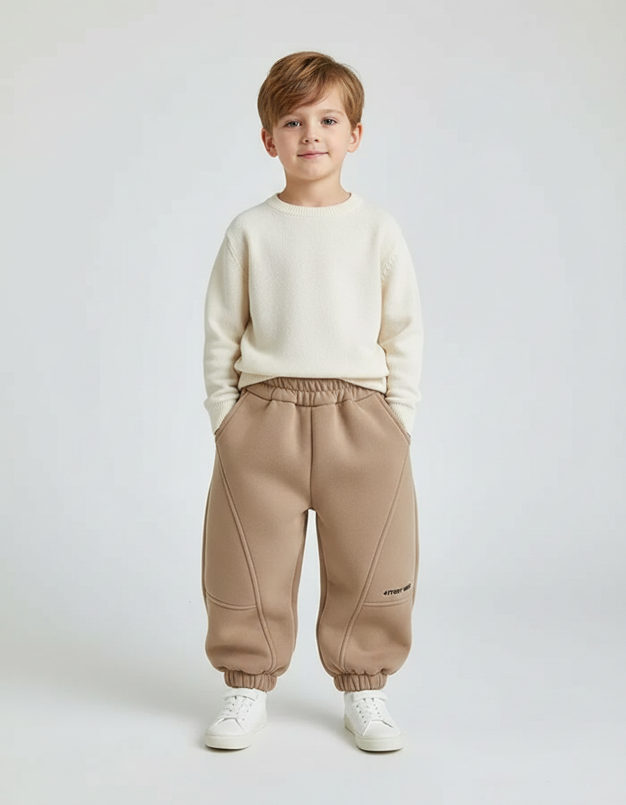 Pantalon Marron Ample Doux Chaud Garçon Hiver - Molleton