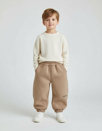 Pantalon Marron Ample Doux Chaud Garçon Hiver - Molleton