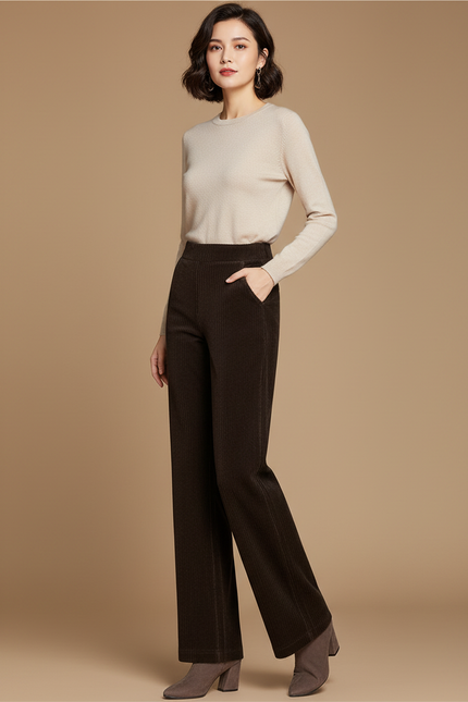 Pantalon Velours Marron Femme - Cordé