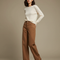 Pantalon Marron Denim Taille Haute Jambe Large - Jean