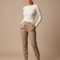 Pantalon Marron Similicuir Taille Haute Décontracté Femme - Camel Simili cuir