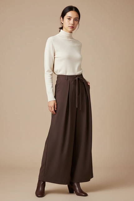 Pantalon Paper Bag Marron - Polyester