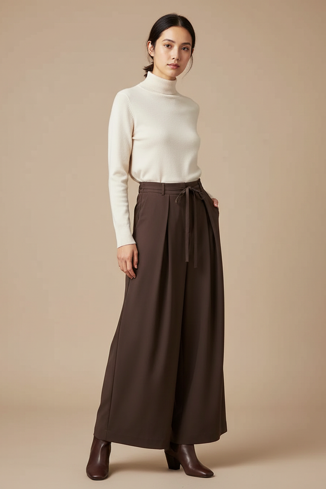 Pantalon Paper Bag Marron - Polyester