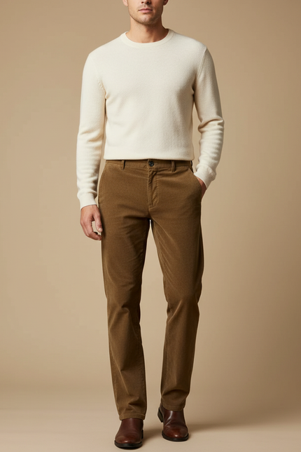Pantalon Marron F01a - Cordé