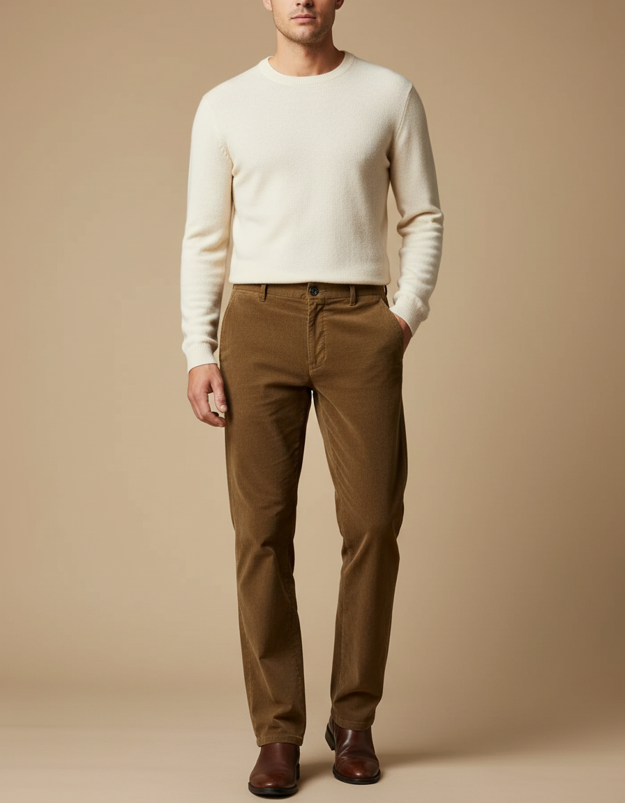 Pantalon Marron F01a - Cordé