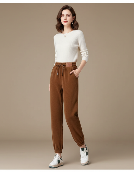 Pantalon Marron Côtelé Doux Ample Confortable - Cordé