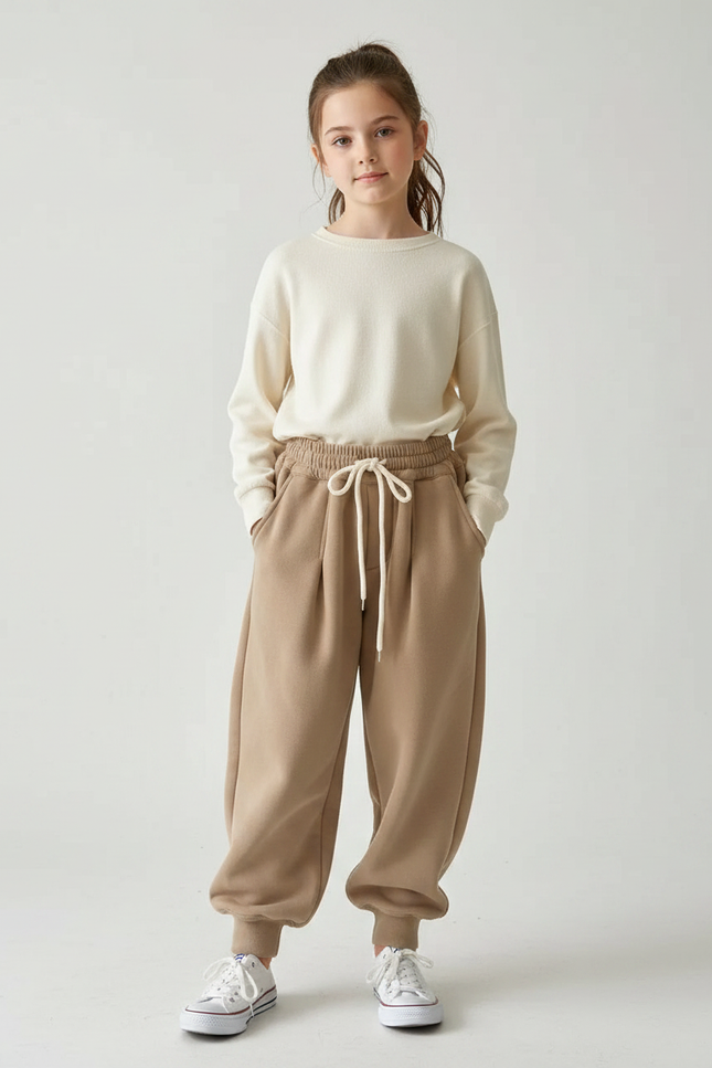 Pantalon Marron Ample Molletonné Confortable Enfant