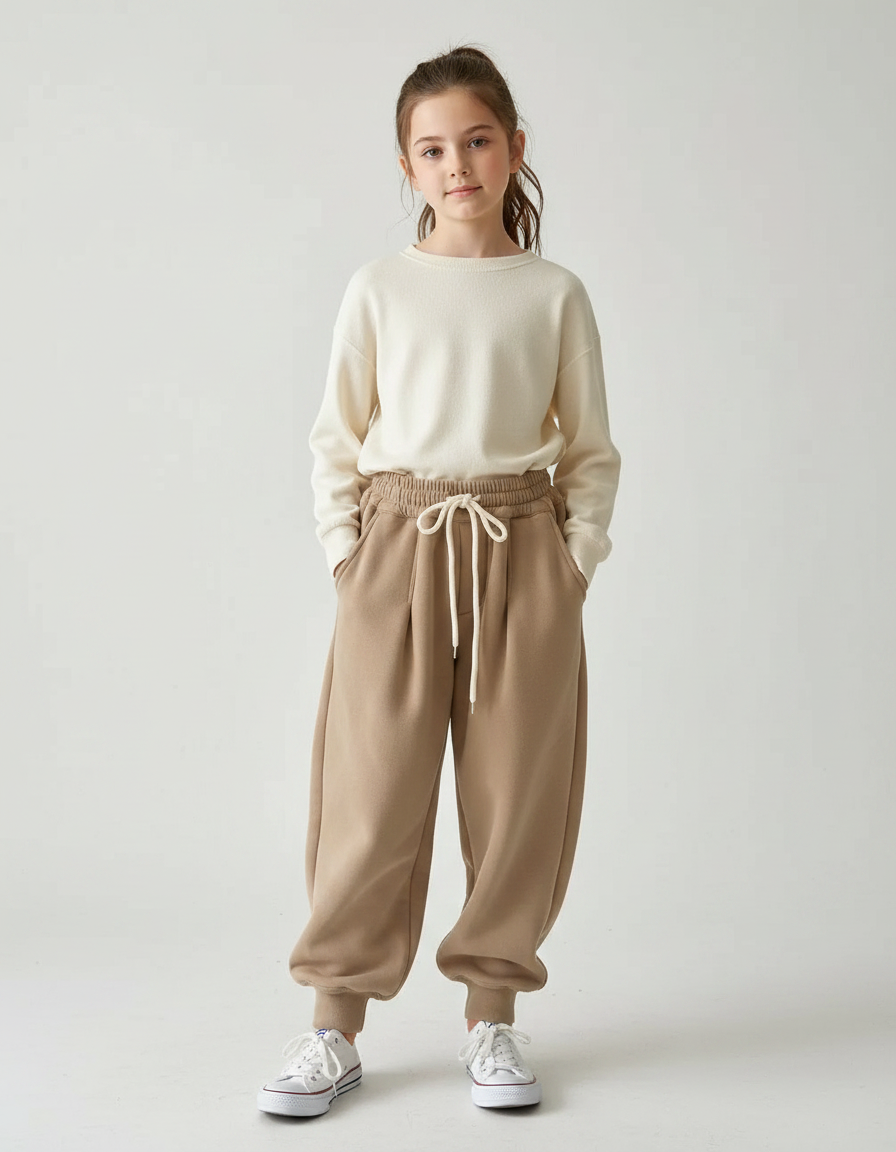 Pantalon Marron Ample Molletonné Confortable Enfant