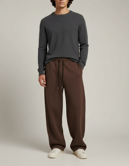 Pantalon Marron Ample Cordon Décontracté Fluide Homme - Molleton