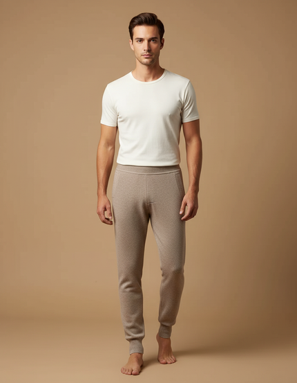 Pantalon Marron Laine Chaud Confortable Homme - Beige