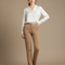 Pantalon Marron Femme Élégant Taille Haute Droit - Gabardine