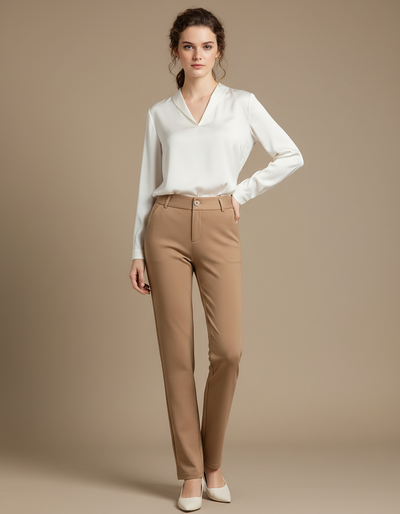 Pantalon Marron Femme Tailleur