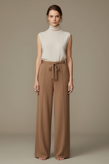Ensemble Pantalon Marron - Camel Maille