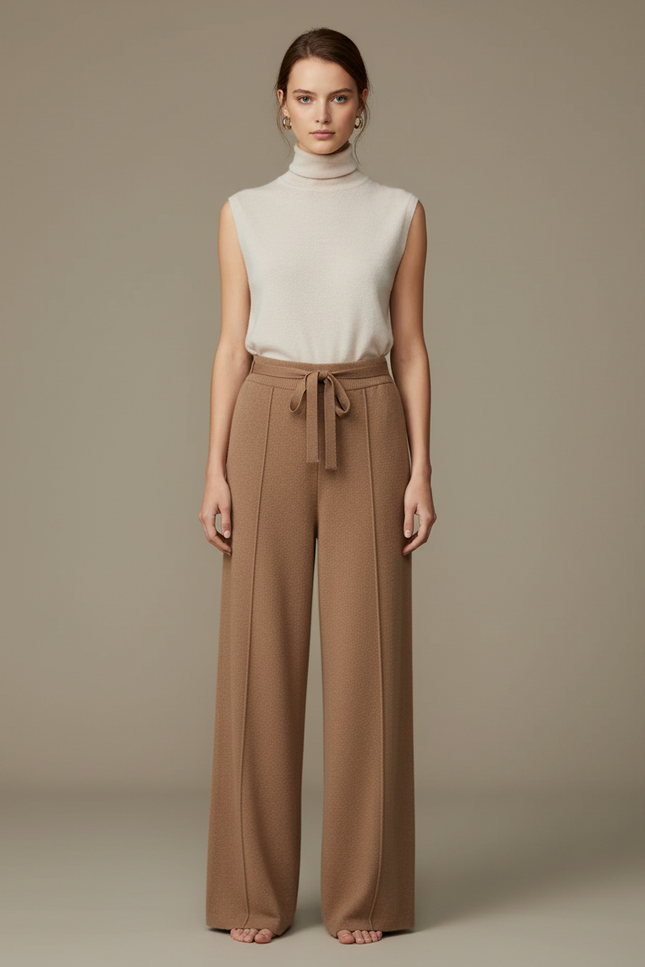 Ensemble Pantalon Marron - Camel Maille