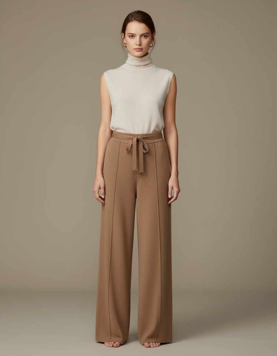 Ensemble Pantalon Marron - Camel Maille