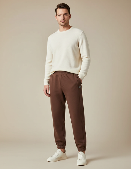 Pantalon Marron Jogging Molleton Décontracté Homme Cordon