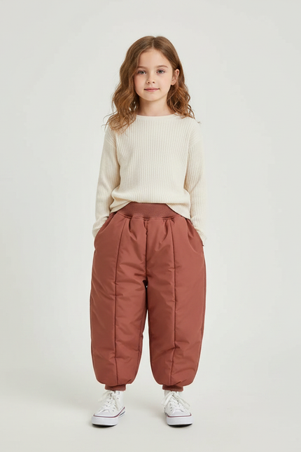 Pantalon Marron Matelassé Ample Enfant Chaud - Polyester