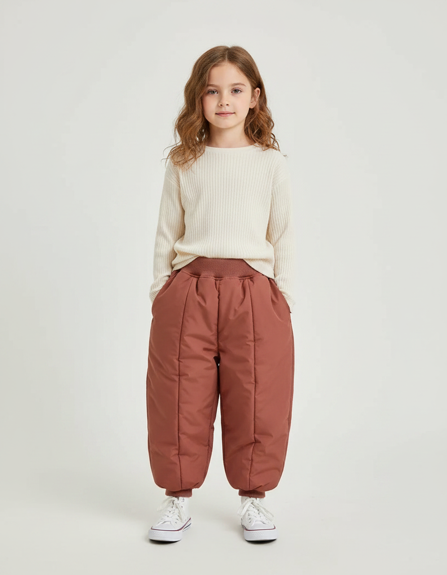 Pantalon Marron Matelassé Ample Enfant Chaud - Polyester