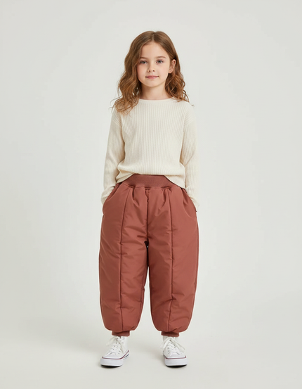 Pantalon Marron Matelassé Ample Enfant Chaud - Polyester