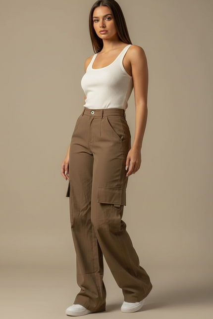 Pantalon Marron 3f1e - Kaki Gabardine
