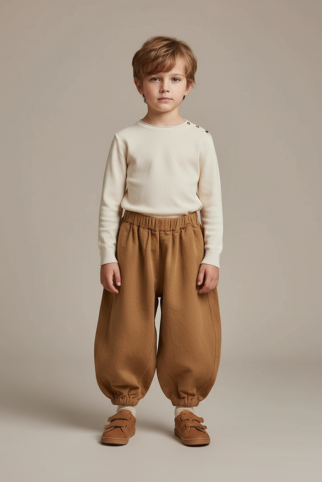 Pantalon Marron Ample Élastique Confortable Unisexe - Molleton
