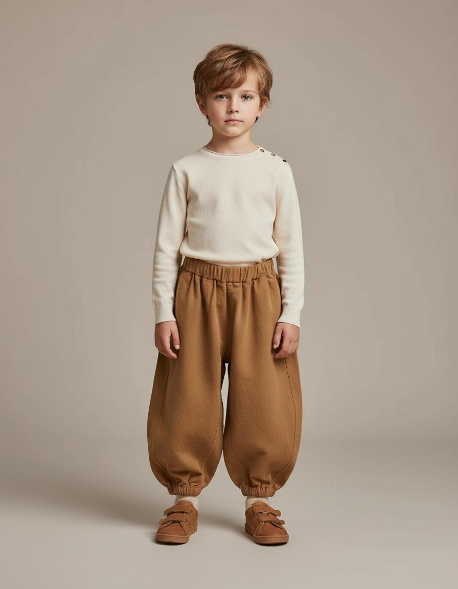 Pantalon Marron Ample Élastique Confortable Unisexe - Molleton