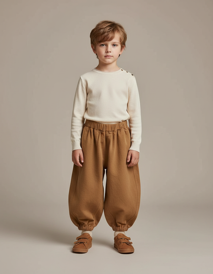 Pantalon Marron Ample Élastique Confortable Unisexe - Molleton