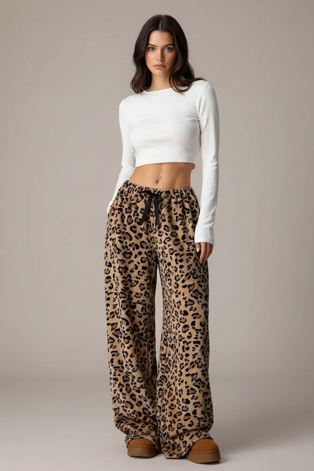 Pantalon Léopard Marron - Molleton