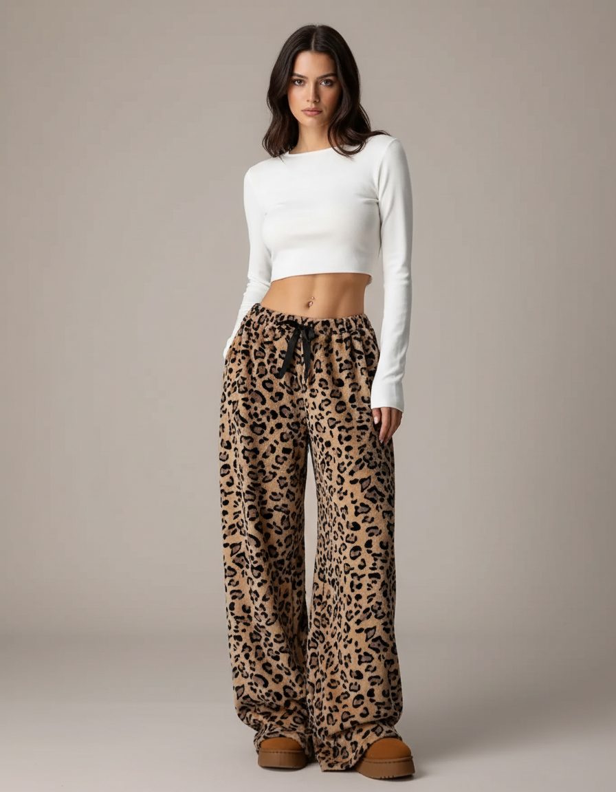 Pantalon Léopard Marron - Molleton