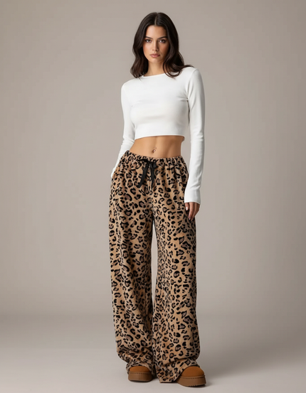 Pantalon Léopard Marron - Molleton