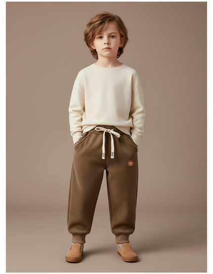 Pantalon Marron Molletonné Ample Cordon Enfant