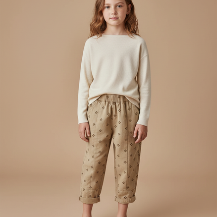 Pantalon Marron Harem Motifs Géométriques Enfant Coton