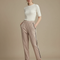 Pantalon Marron Coupe Droite Sport Chic Bande Latérale - Beige Polyester