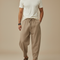 Pantalon Marron Lin Ample Homme Décontracté - Beige