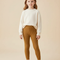 Pantalon Marron Côtelé Élastique Bébé Fille - Maille