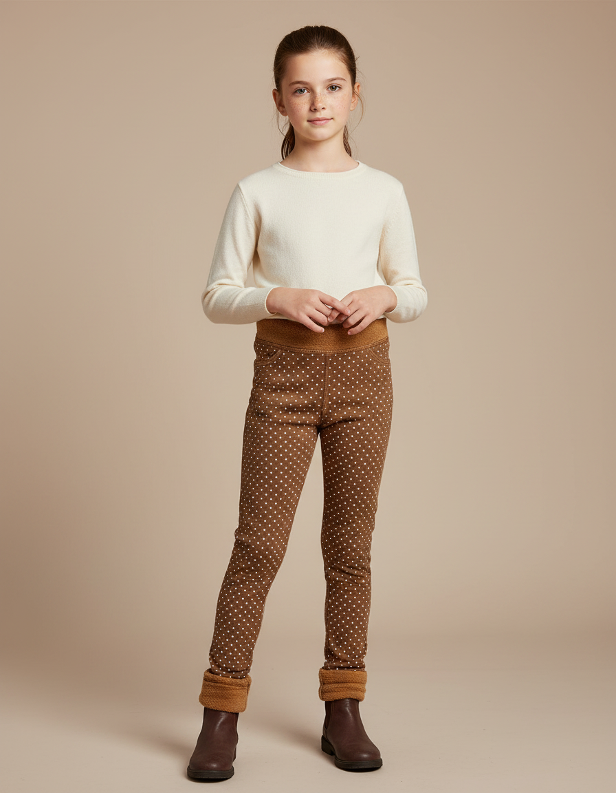 Pantalon À Pois Marron - Molleton