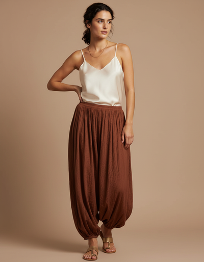 Pantalon Marron Femme Large