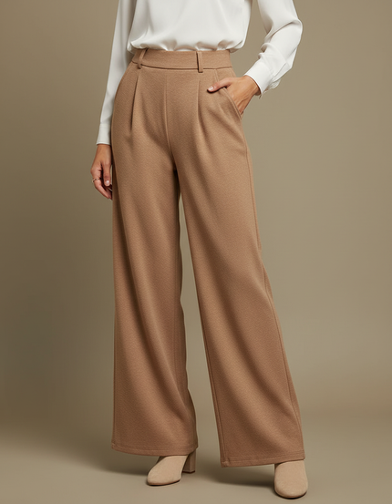 Pantalon Flanelle Marron - Camel Laine