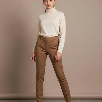 Pantalon Chino Marron Femme - Gabardine